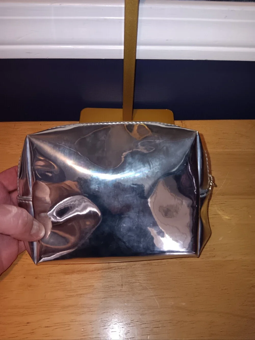 Ysl Beaute Silver Zip Cosmetics Pouch